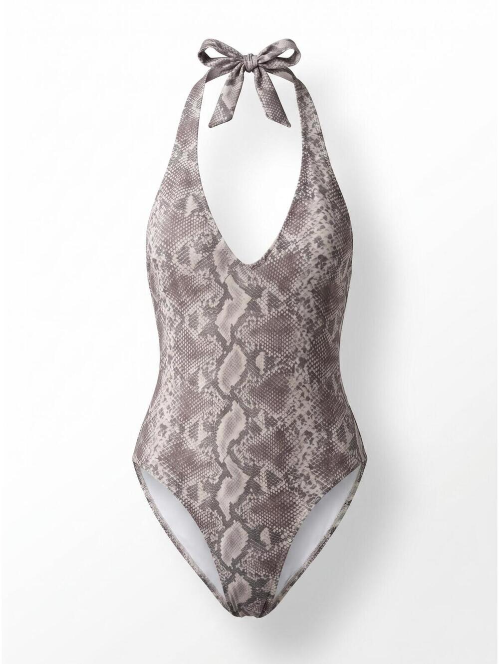 BARTS Snake Print Halter One Piece Swimsuit NWT US 4 Resort Vacation
